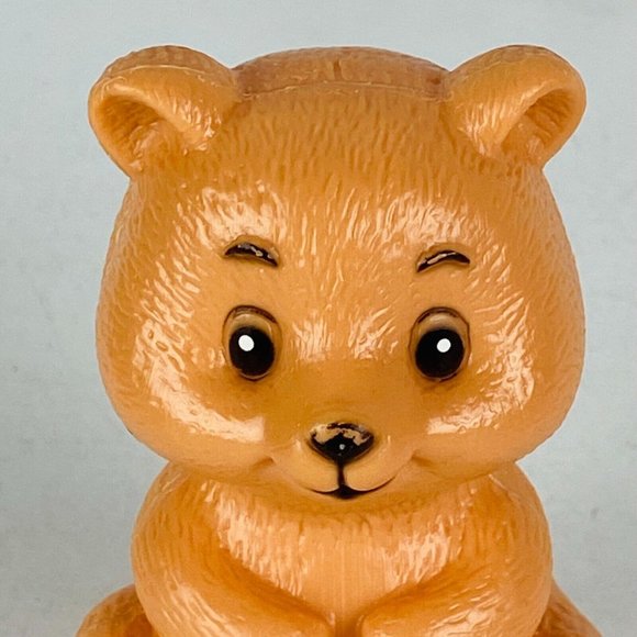 Brown Seated Teddy Bear Pretend Play Plastic Toy Figure Kids MLO 325 3.75 in - Picture 2 of 10